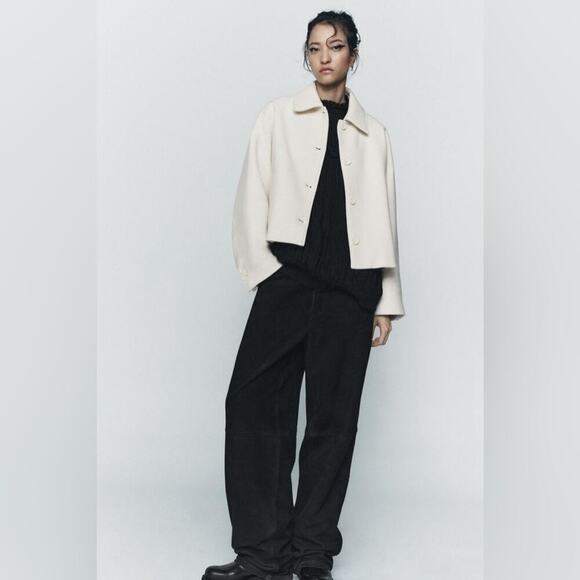 Zara MANTECO Short Wool Coat Size Medium - Picture 7 of 14